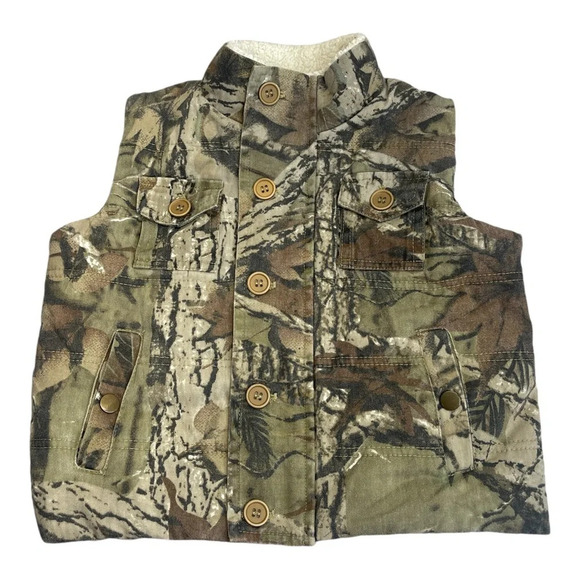 Outdoor Habitat Cotton Green Camouflage Hunting Camping Zip Vest Toddler Size 3T - Picture 1 of 11